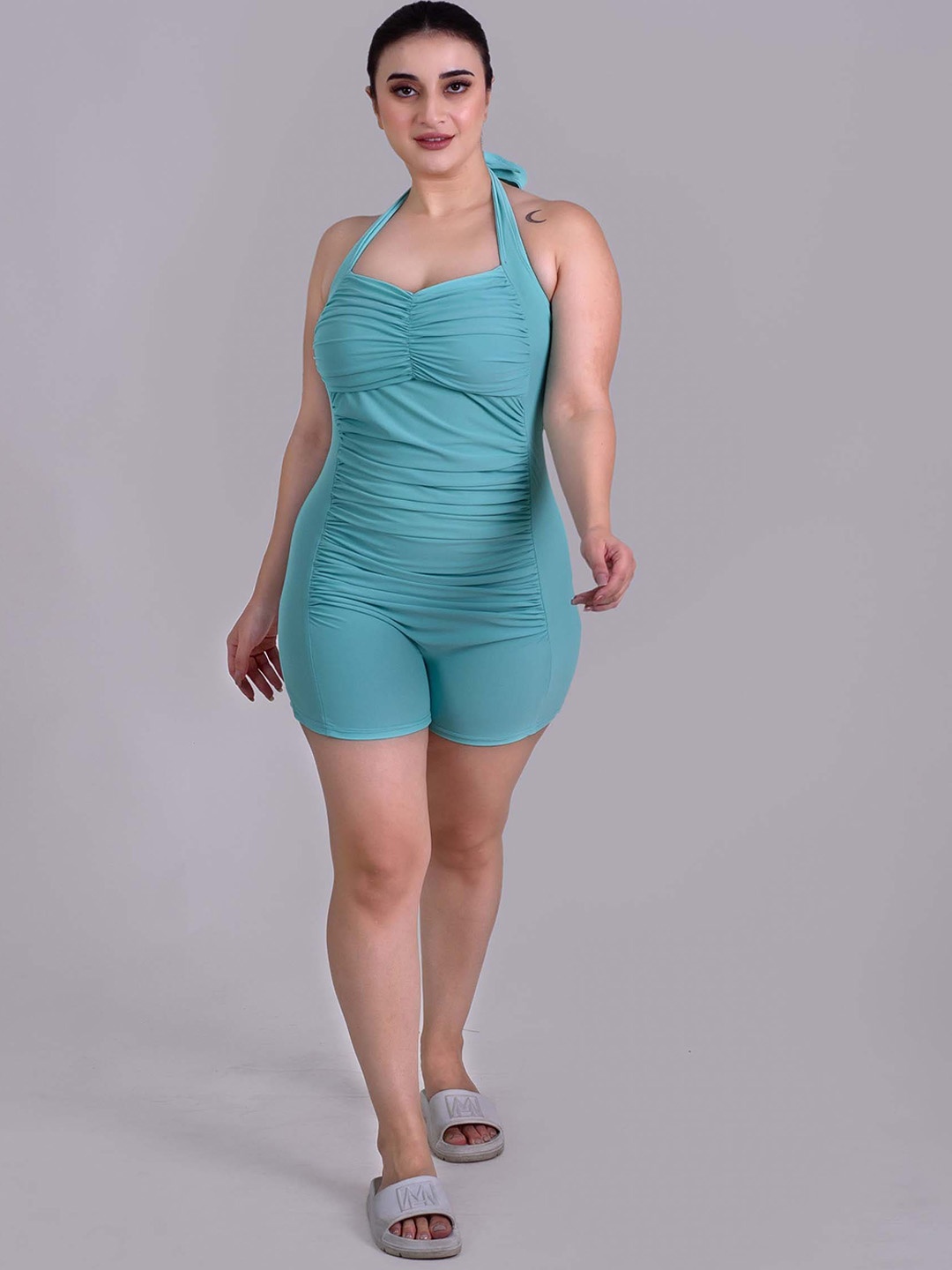 

Keepfit Women One Piece Sleeveless Plus Size Padded Swimsuit Turquoise Blue