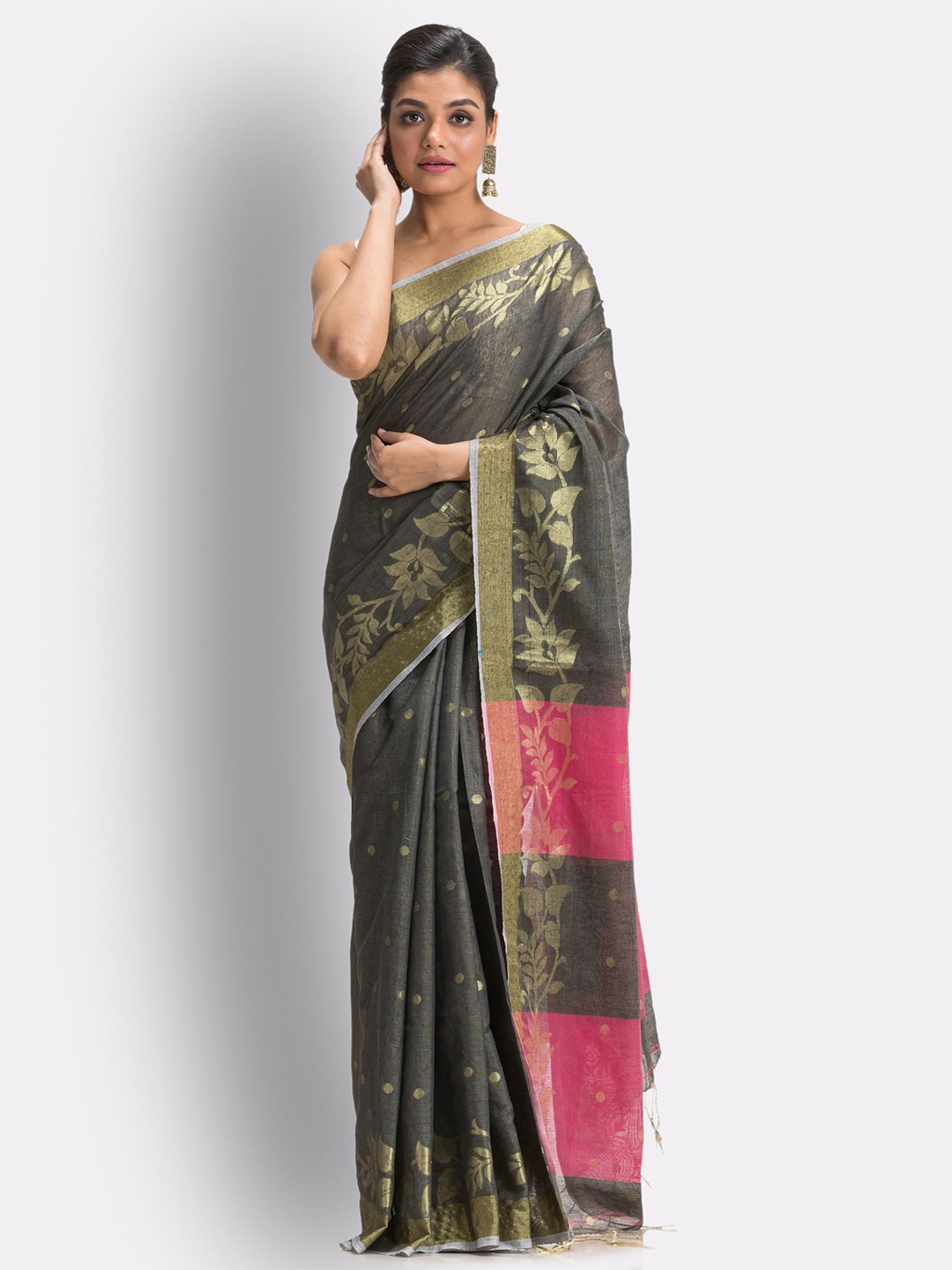 

Angoshobha Woven Design Saree, Grey