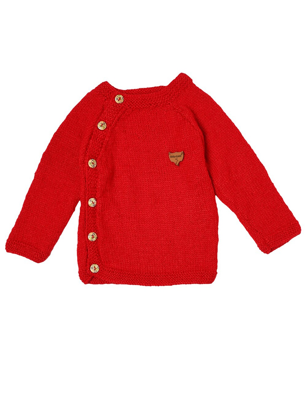 

ShilpShakti Kids Cable Knit Self Design Acrylic Cardigan Sweater, Red