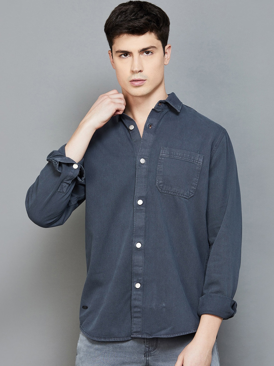 

Forca Spread Collar Cotton Casual Shacket, Charcoal