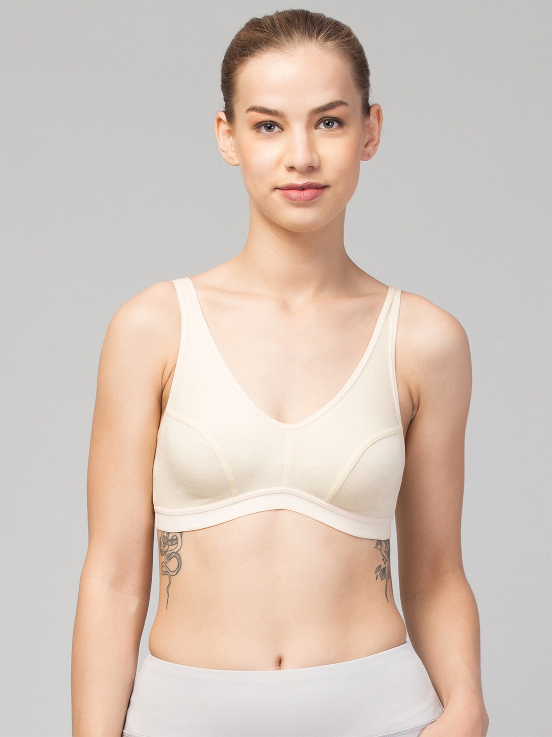 

Apraa & Parma Full Coverage Non Padded Workout Bra With Organic, Beige