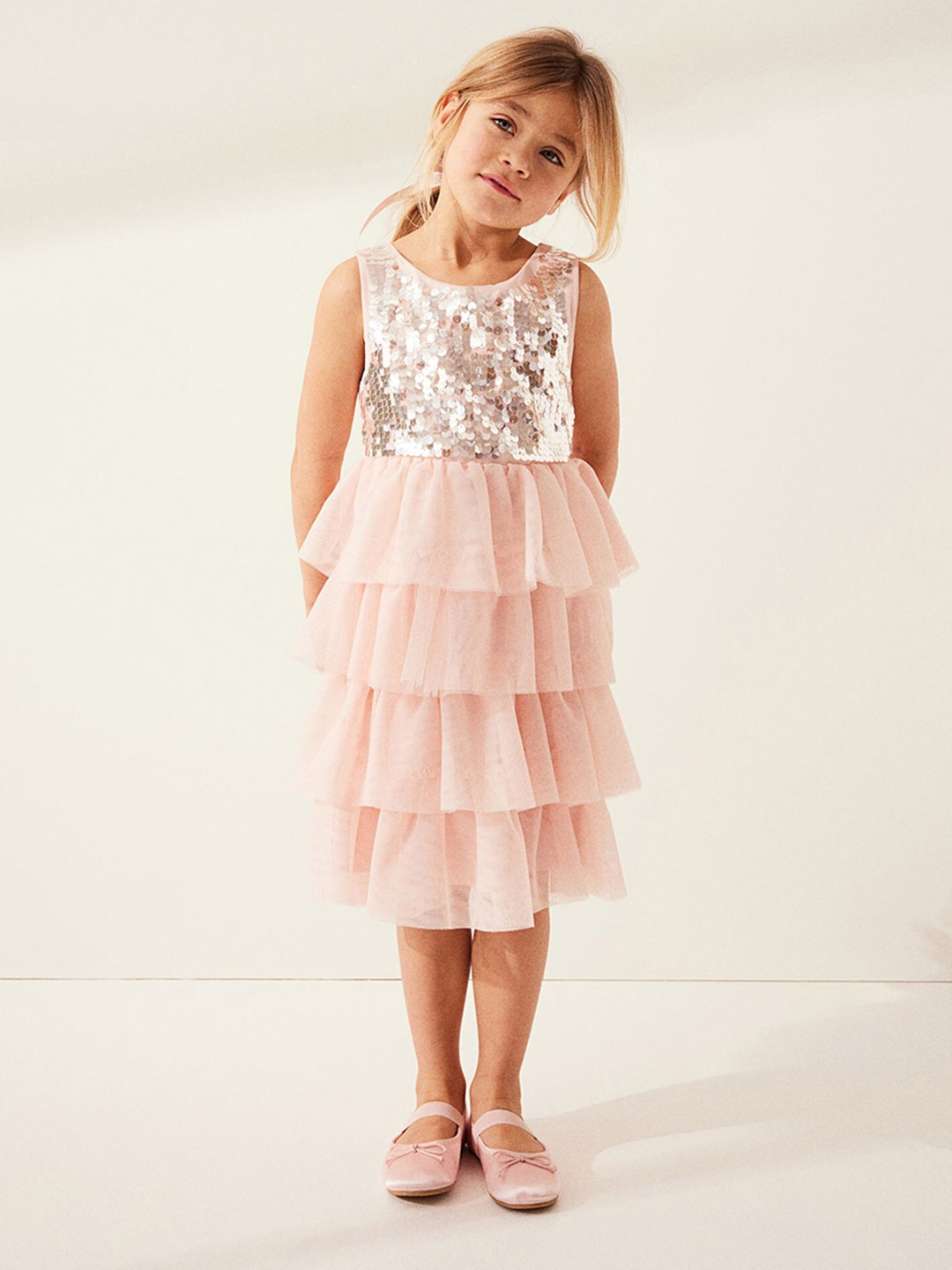 

H&M Girls Sequined Tulle Dress, Pink