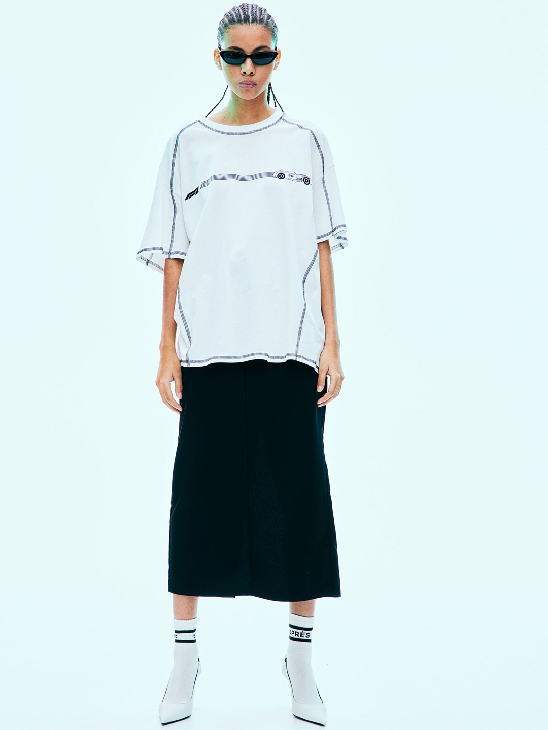 

H&M Twill Tailored Maxi Skirt, Black