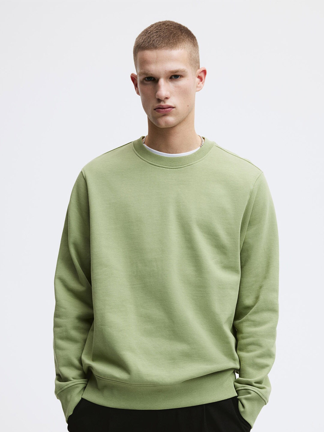 

H&M Pure Cotton Regular Fit Sweatshirt, Green
