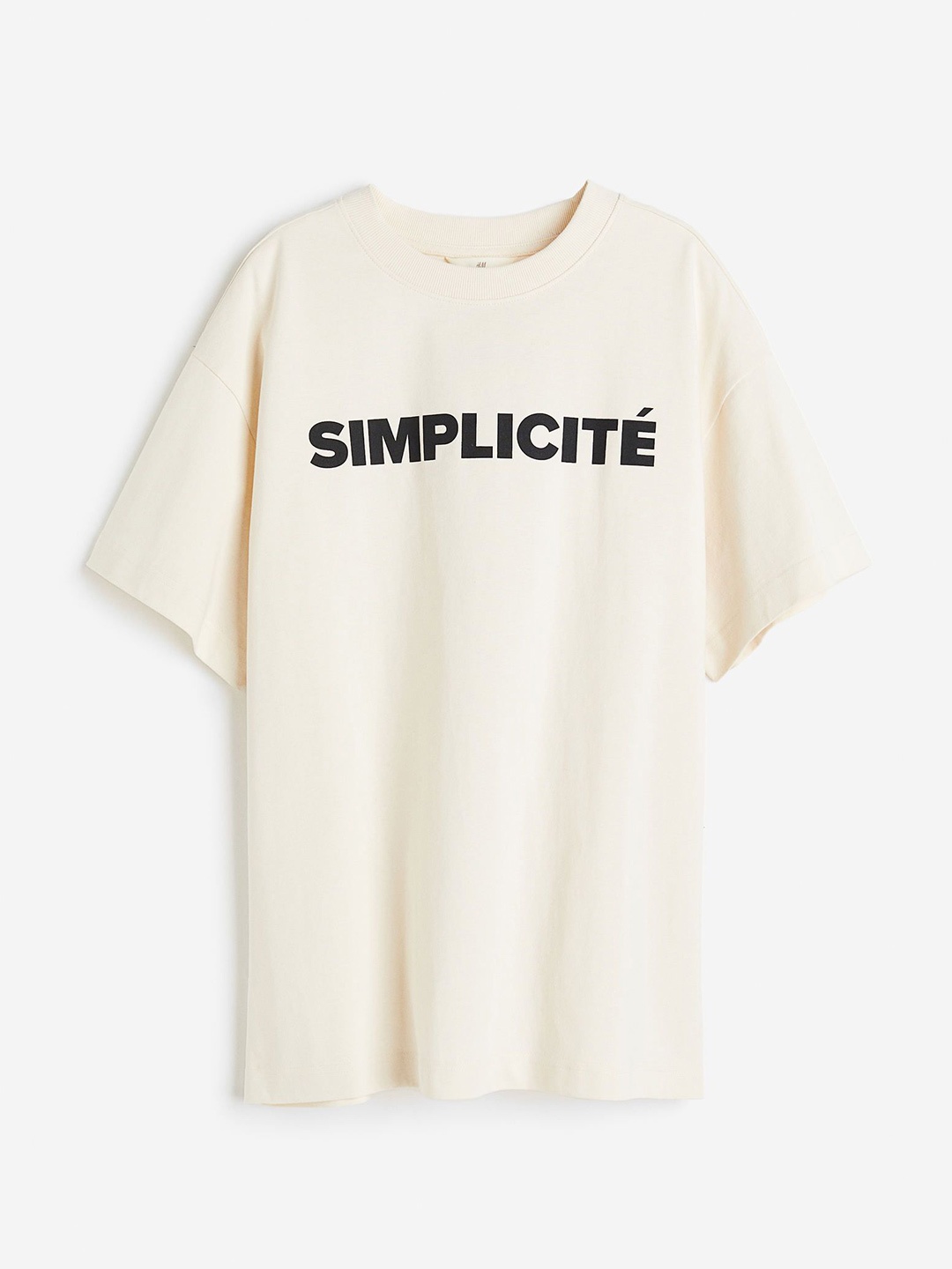 

H&M Women Pure Cotton Oversized T-Shirt, Off white