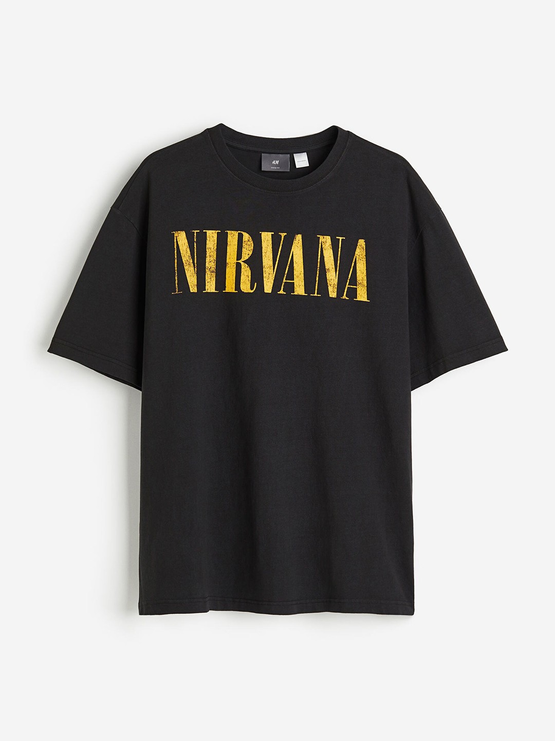 

H&M Men Pure Cotton Loose Fit Printed T-shirt, Black