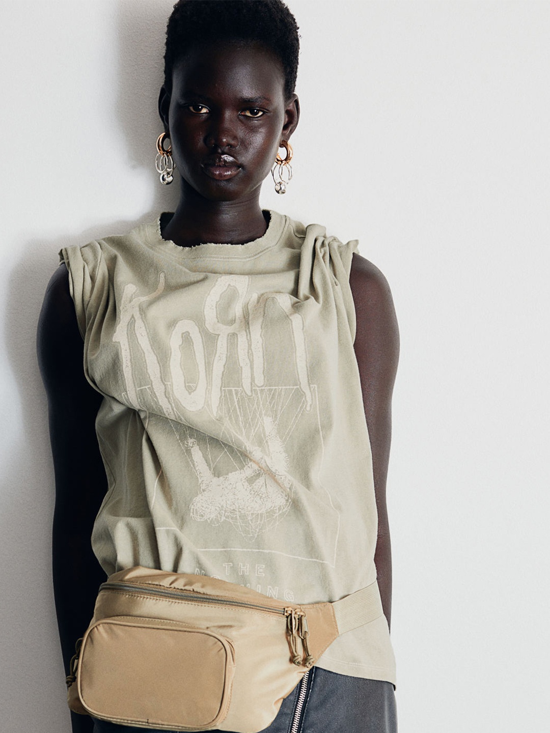 

H&M Pure Cotton Oversized Printed T-shirt, Green