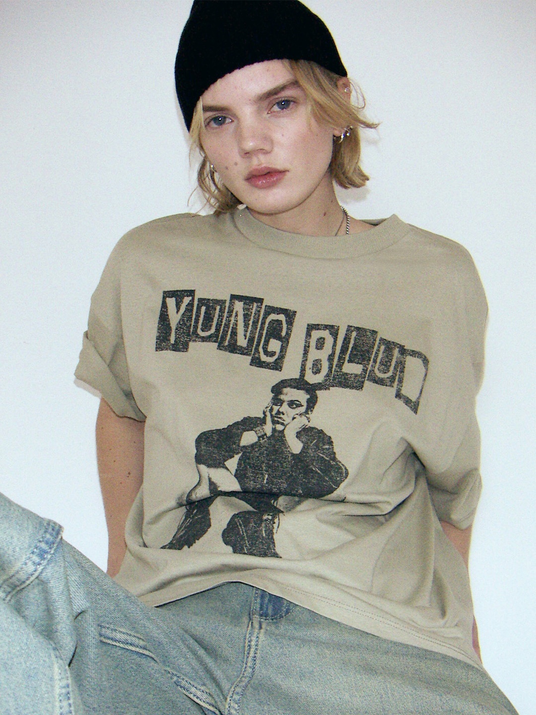 

H&M Pure Cotton Oversized Printed T-shirt, Green