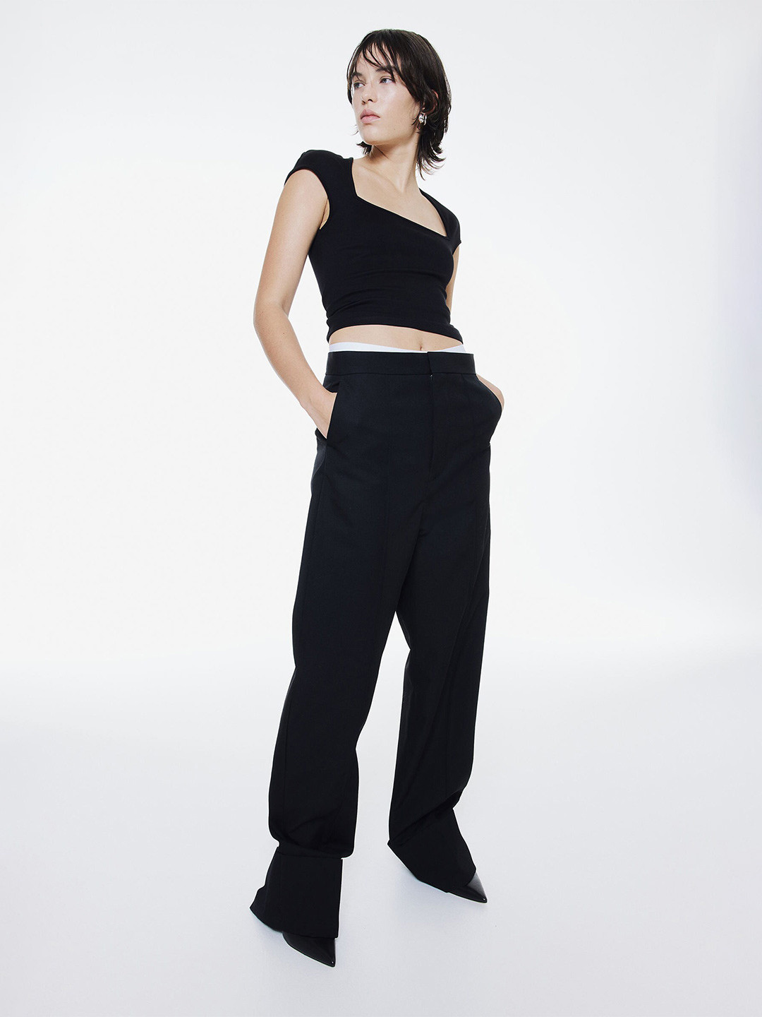 

H&M Cap-Sleeved Top, Black