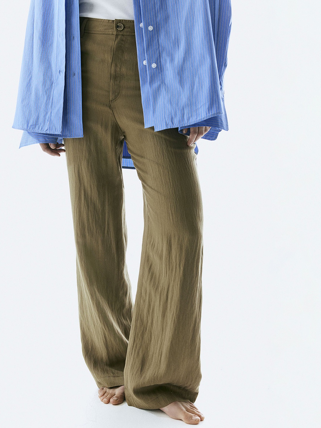 

H&M Lyocell-Blend Trousers, Green