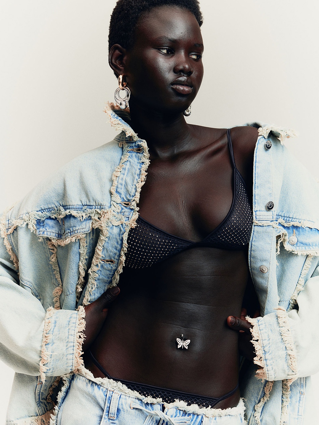 

H&M Pure Cotton Oversized Denim Jacket, Blue