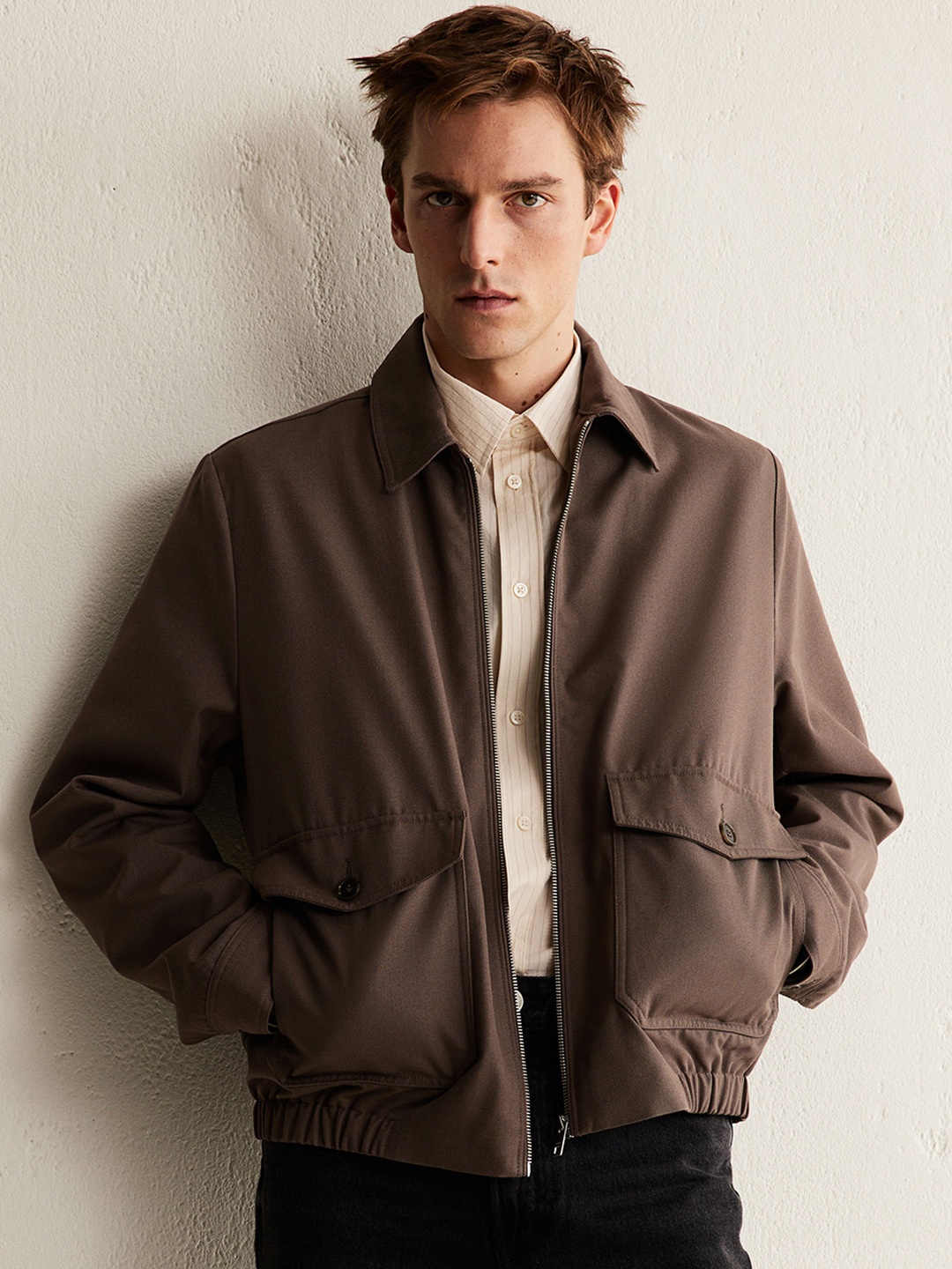 

H&M Regular Fit Twill Jacket, Beige
