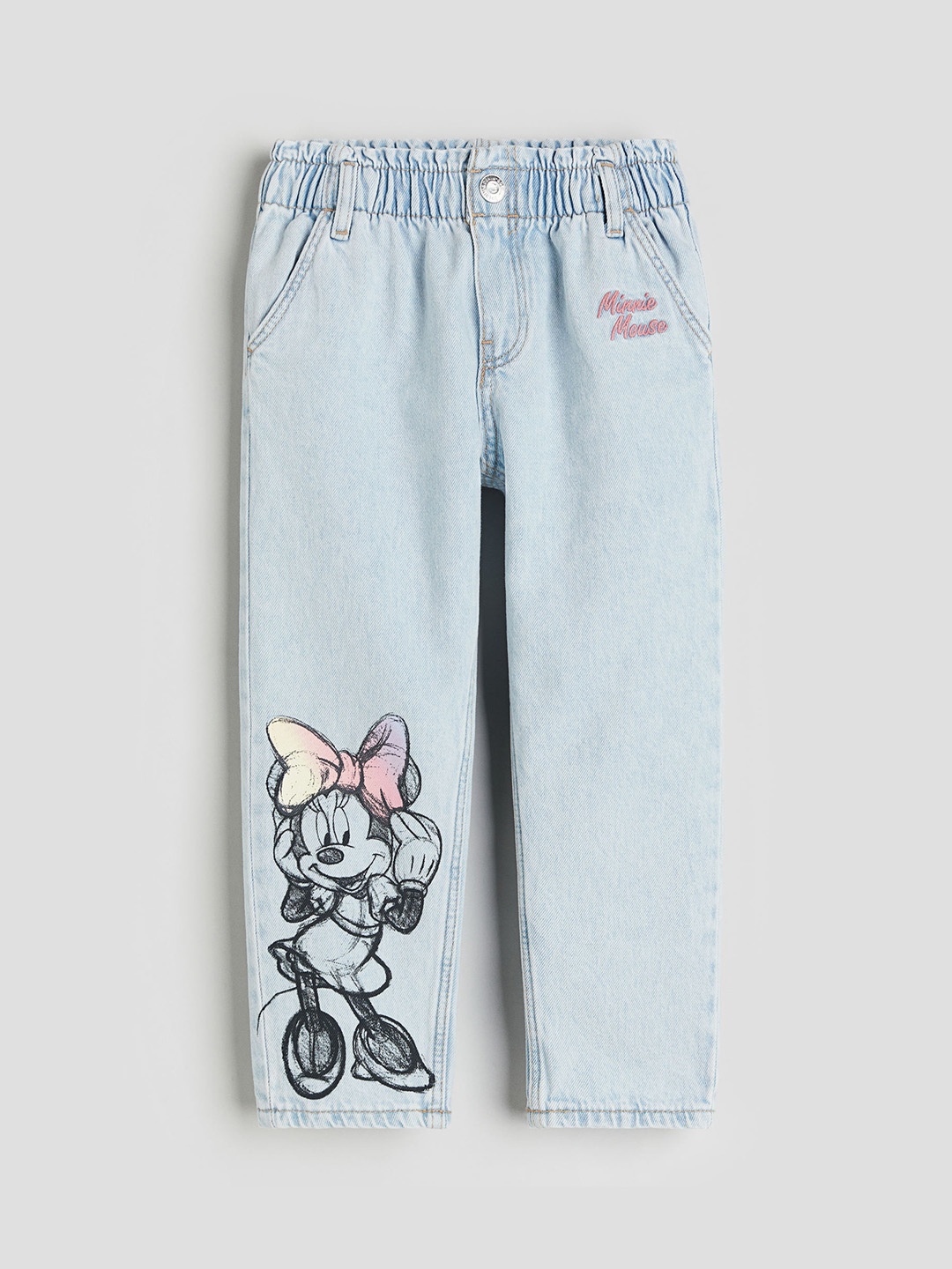 

H&M Girls Pure Cotton Relaxed Fit Paper Bag Jeans, Blue