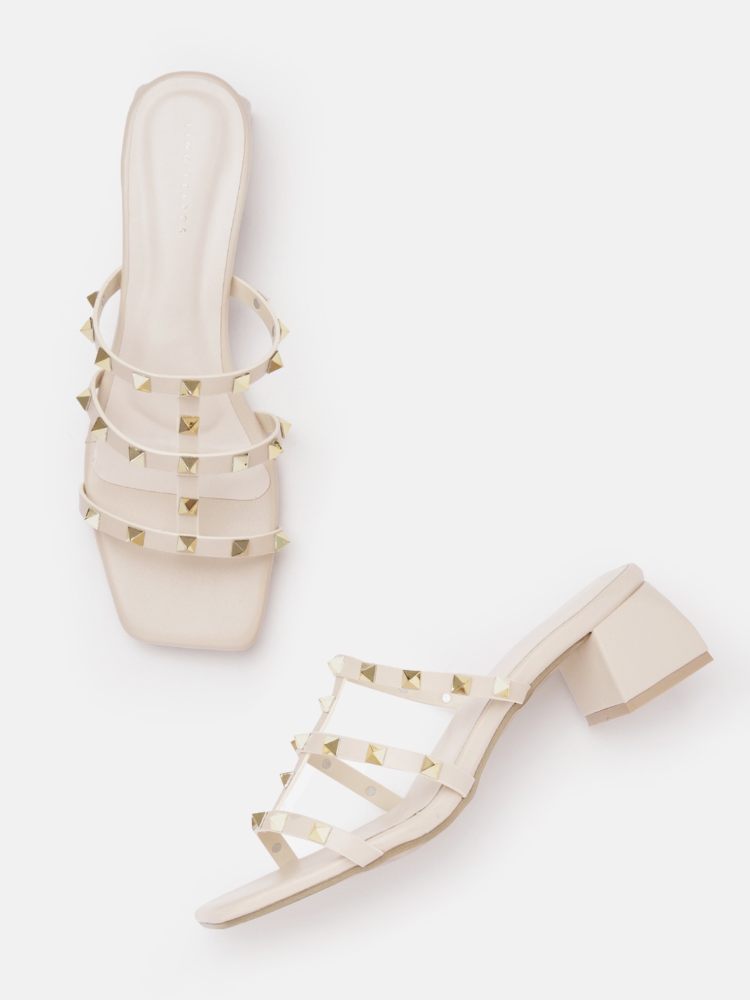 

Lino Perros Studded Block Heel, Beige