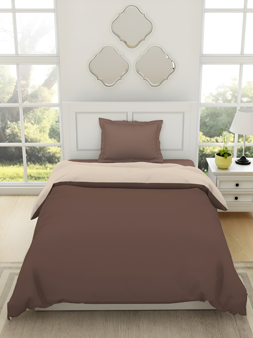 

SPACES Everyday Essentials Brown & Beige Pure Cotton AC Room 150 GSM Single Bed Quilt