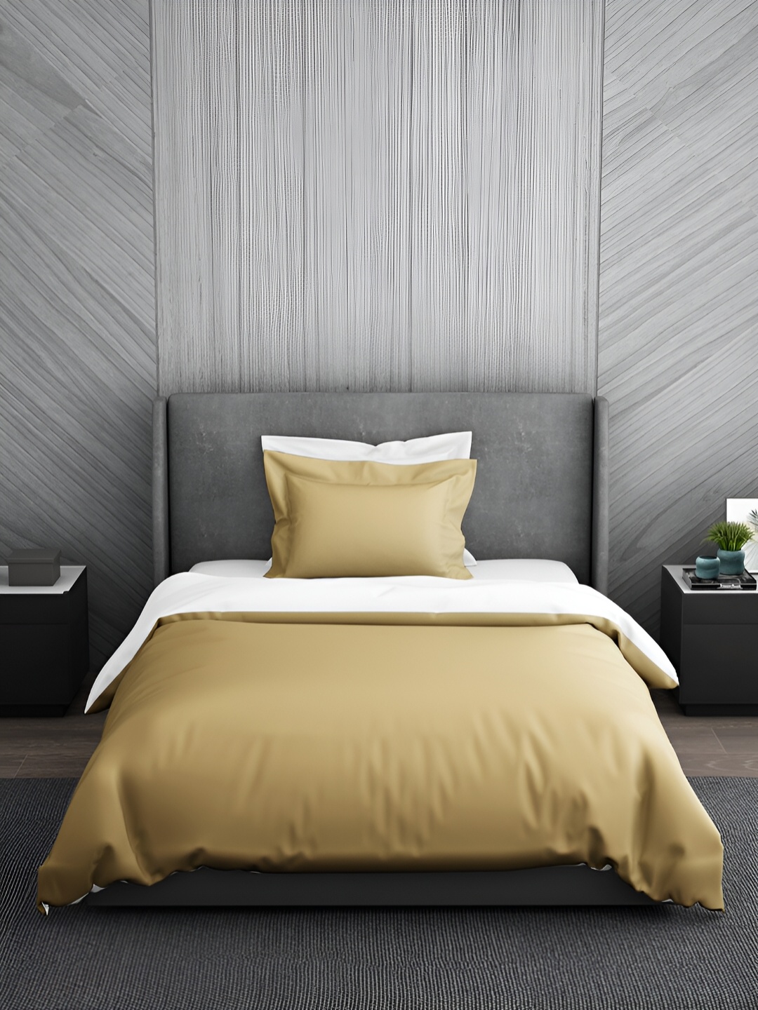 

SPACES Hygro Hygro Gold Toned & White Printed Pure Cotton AC Room 350 GSM Single Bed Quilt