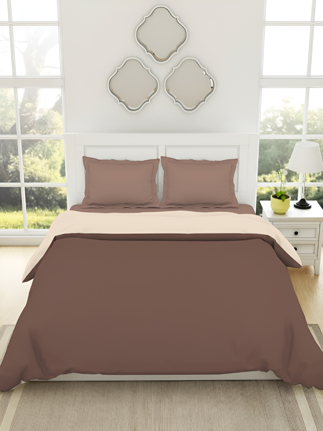 

SPACES Everyday Essentials Brown & Peach Pure Cotton AC Room 150 GSM Double Bed Quilt