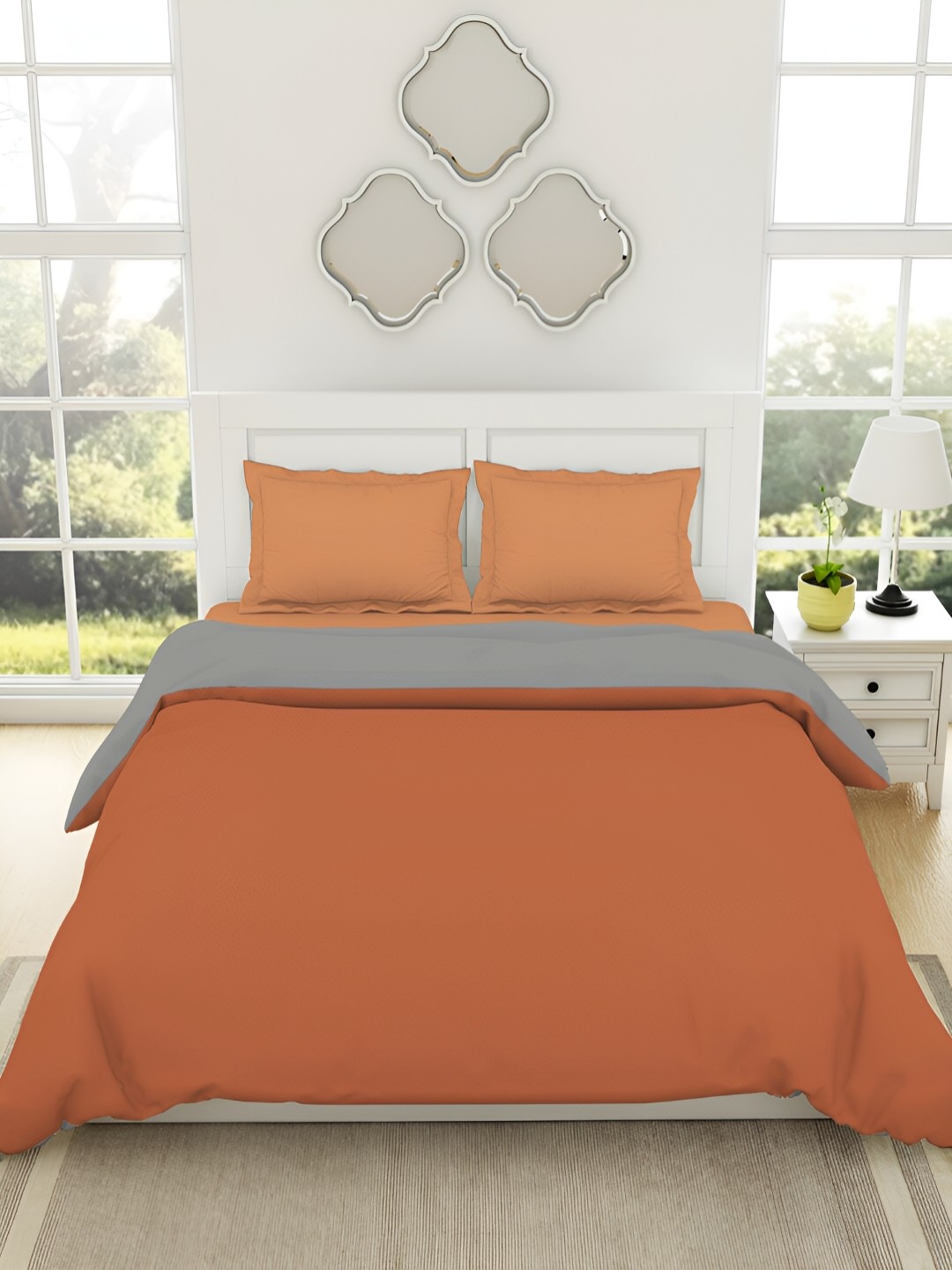 

SPACES Everyday Essentials Rust & Grey Pure Cotton AC Room 150 GSM Double Bed Quilt