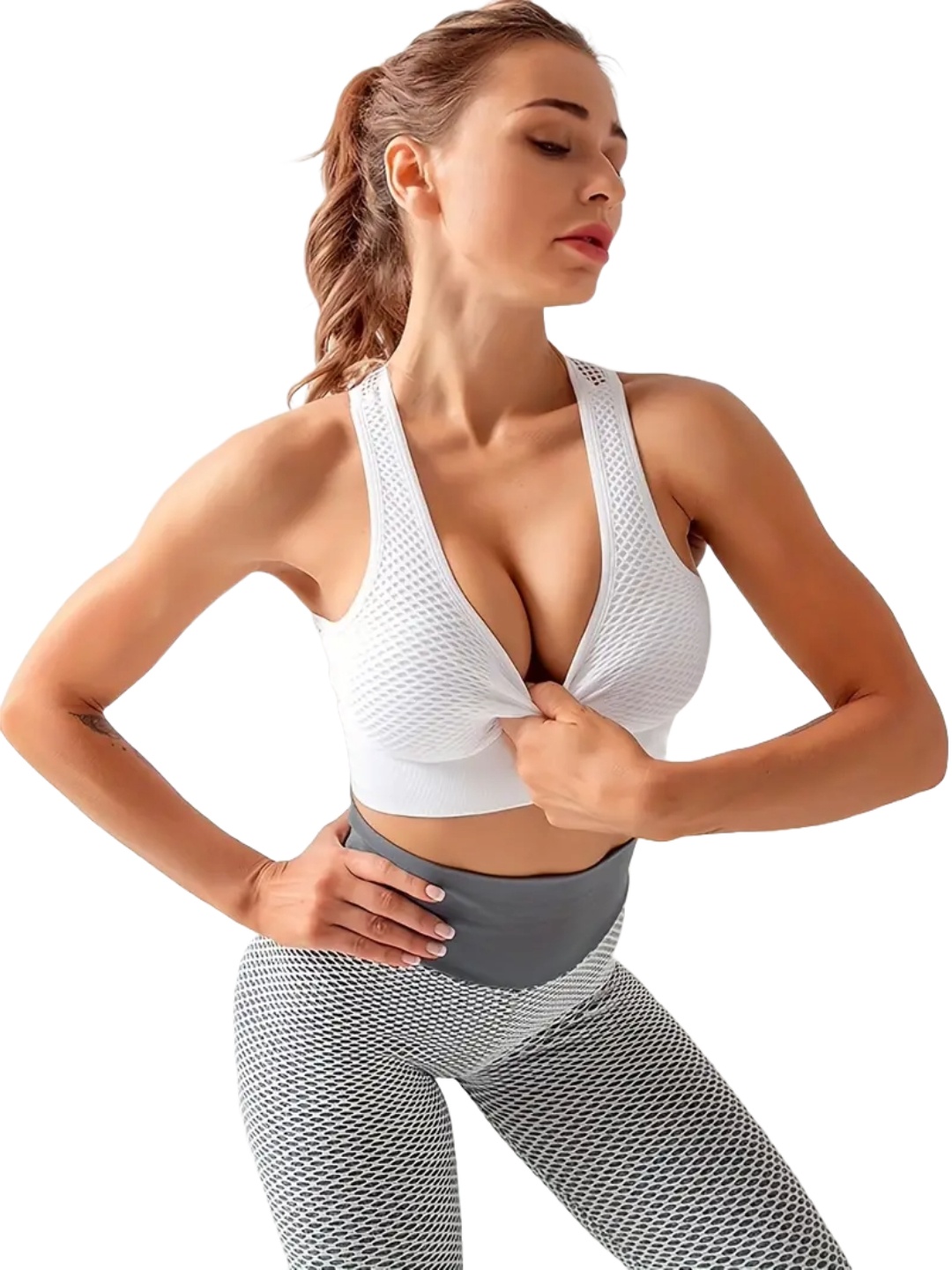 

FABLUK Racerback Full Coverage Moisture Wicking Rapid-Dry Workout Bra, White