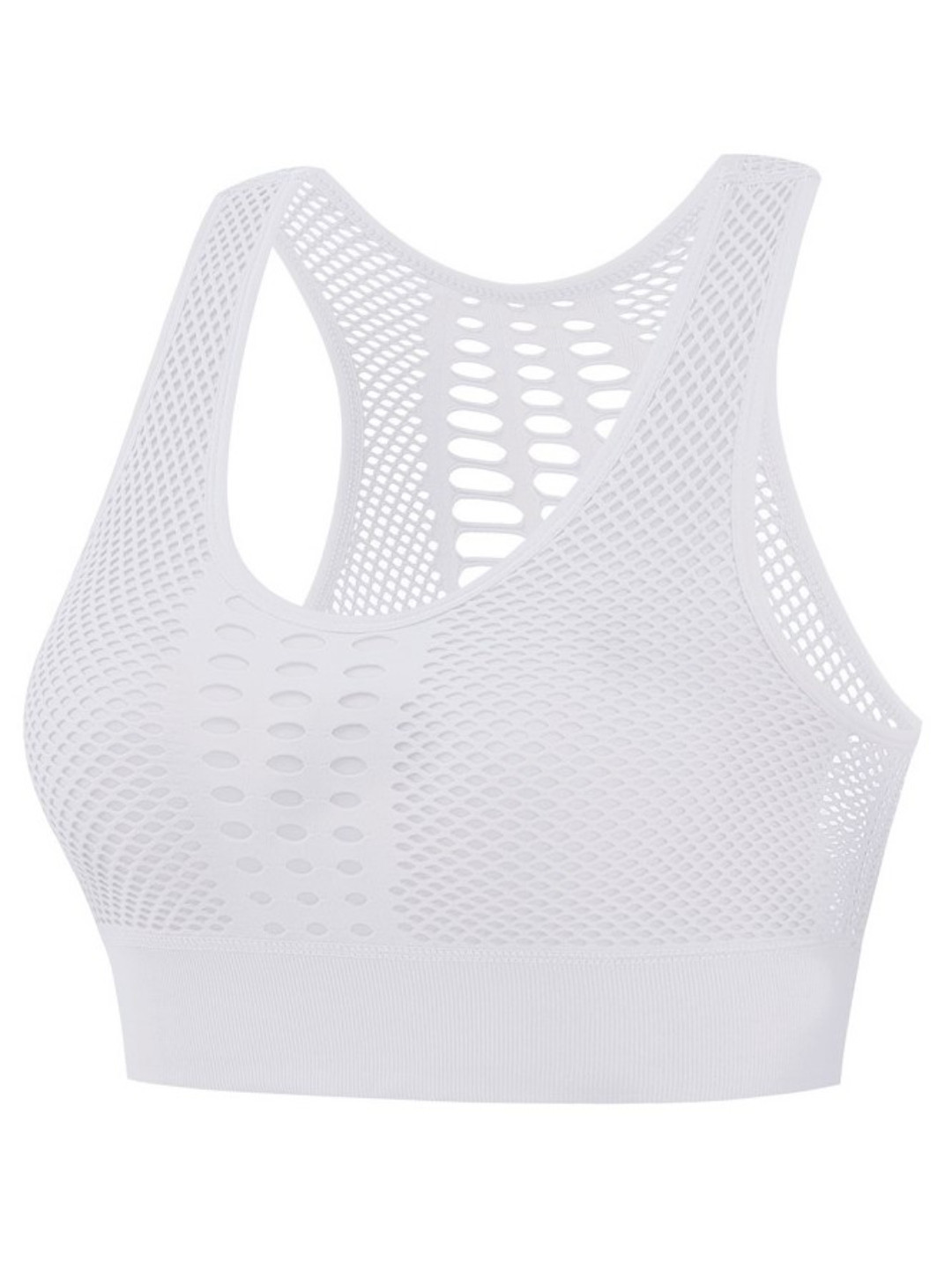 

FABLUK Full Coverage Removable Padding Rapid-Dry Workout Bra With All Day Comfort, White