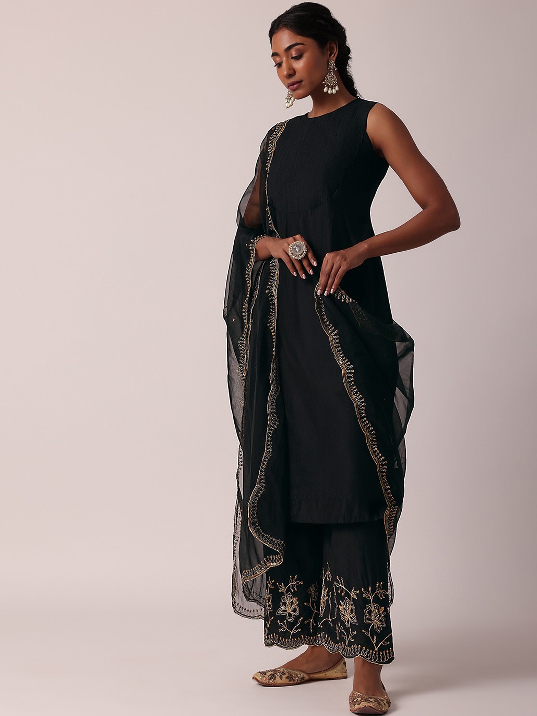

KALKI Fashion Women Regular Kurta with Palazzos & With Dupatta, Black