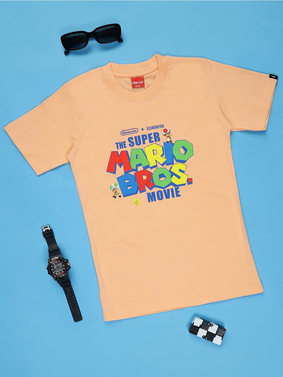 

Gavin Paris Boys Typography Printed Pure Cotton T-shirt, Peach