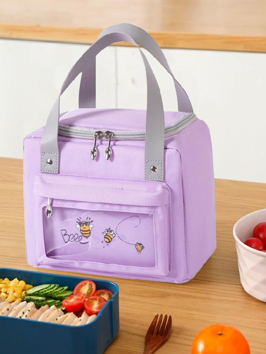 

Kuber Industries Unisex Printed Insulated Lunch bags, Purple