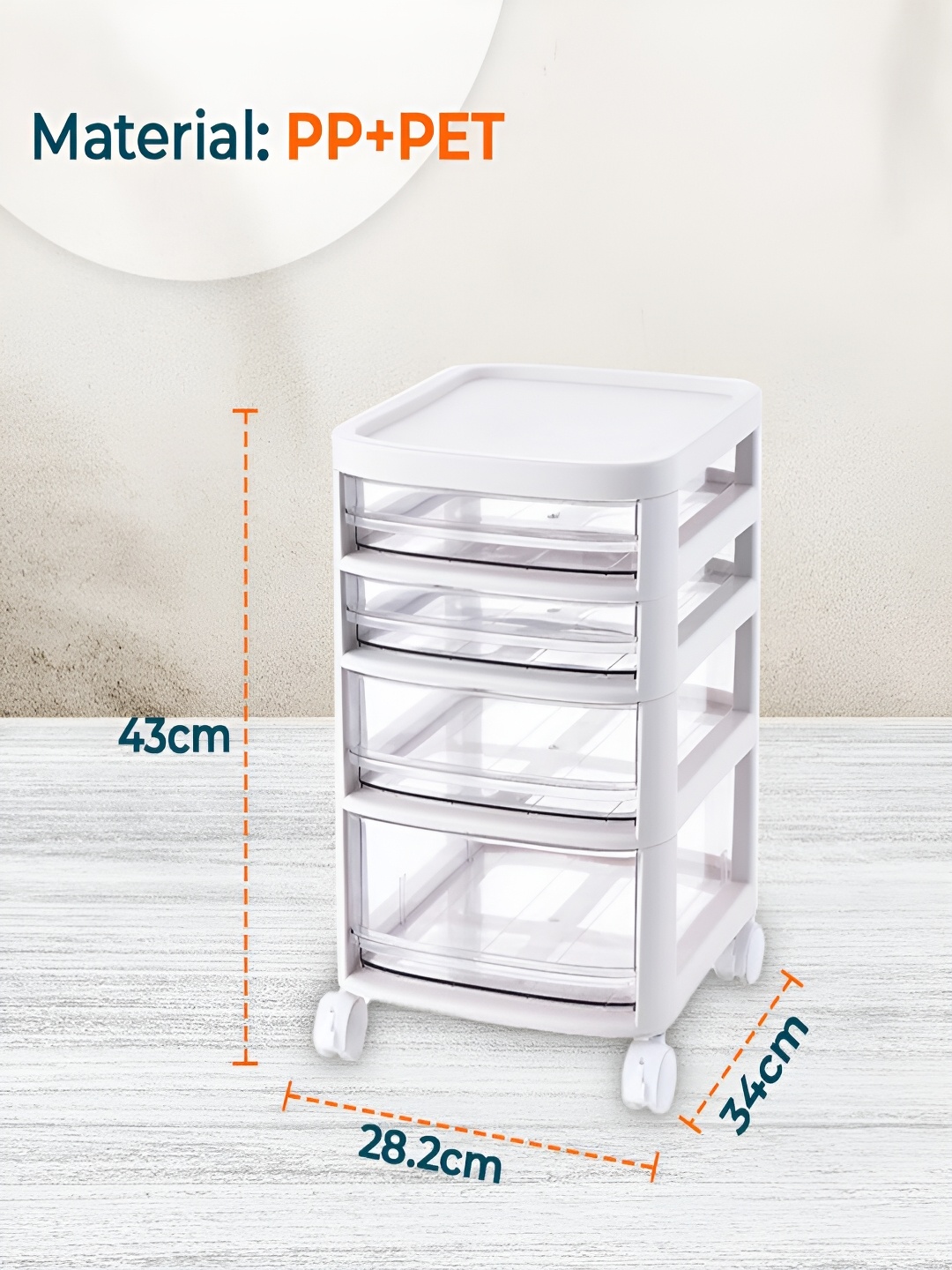 

Kuber Industries White 4 Tired Organiser With Trolley