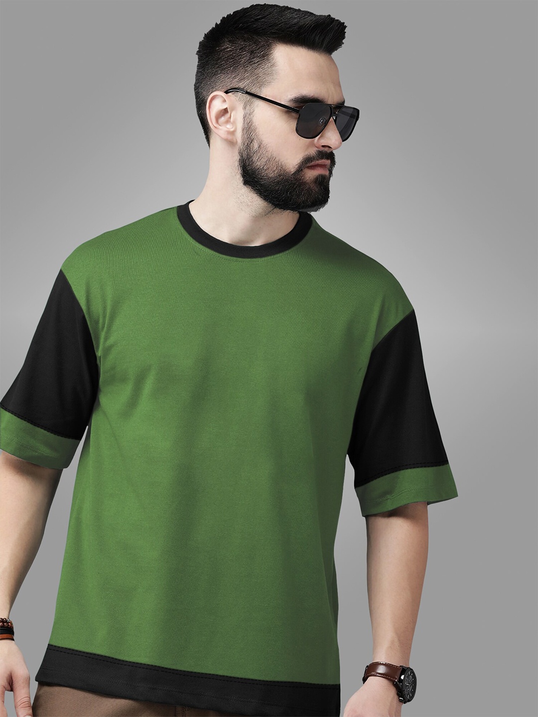 

BAESD Colourblocked Twistform Cotton T-shirt, Sea green