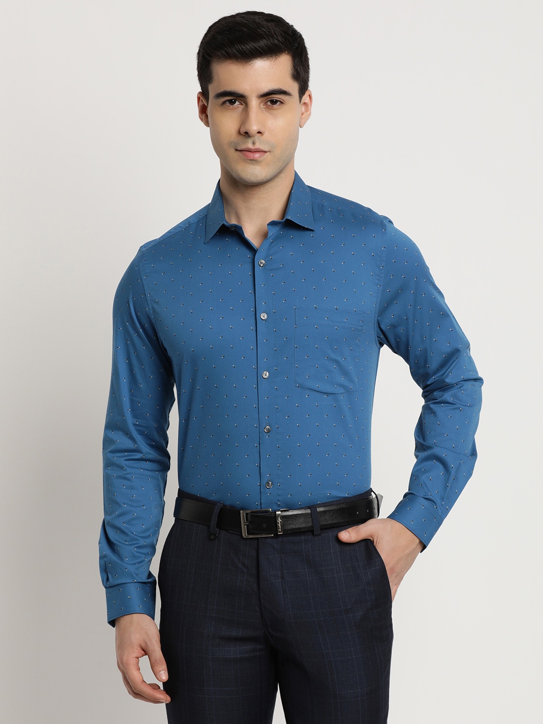 

Turtle Classic Slim Fit Pure Cotton Formal Shirt, Blue