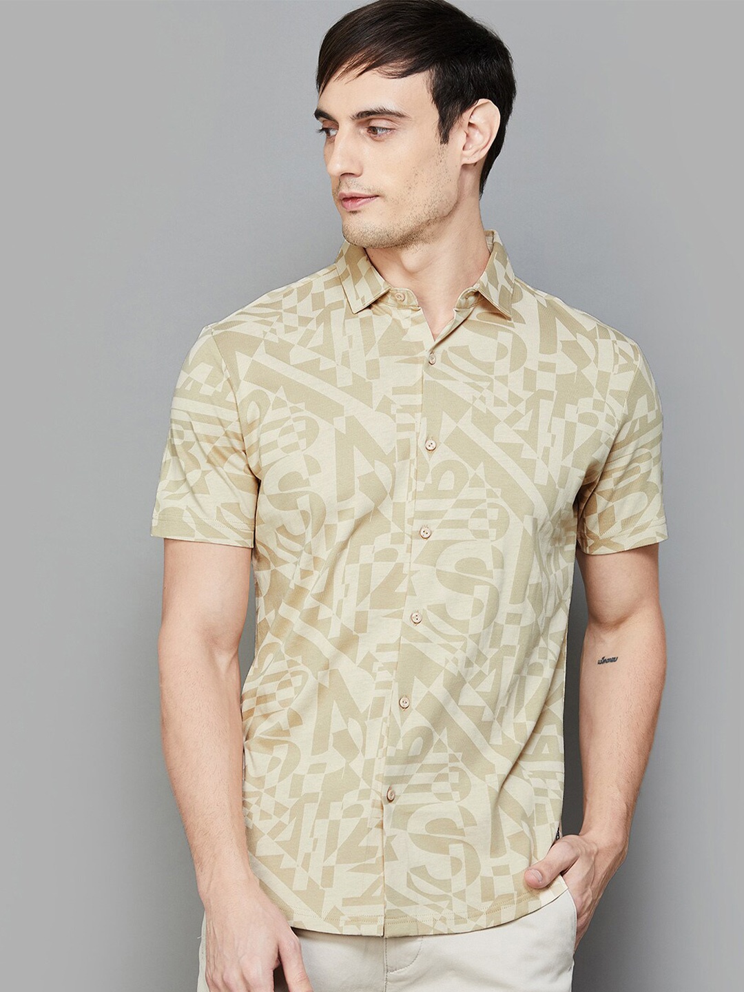 

Bossini Printed Opaque Casual Shirt, Beige