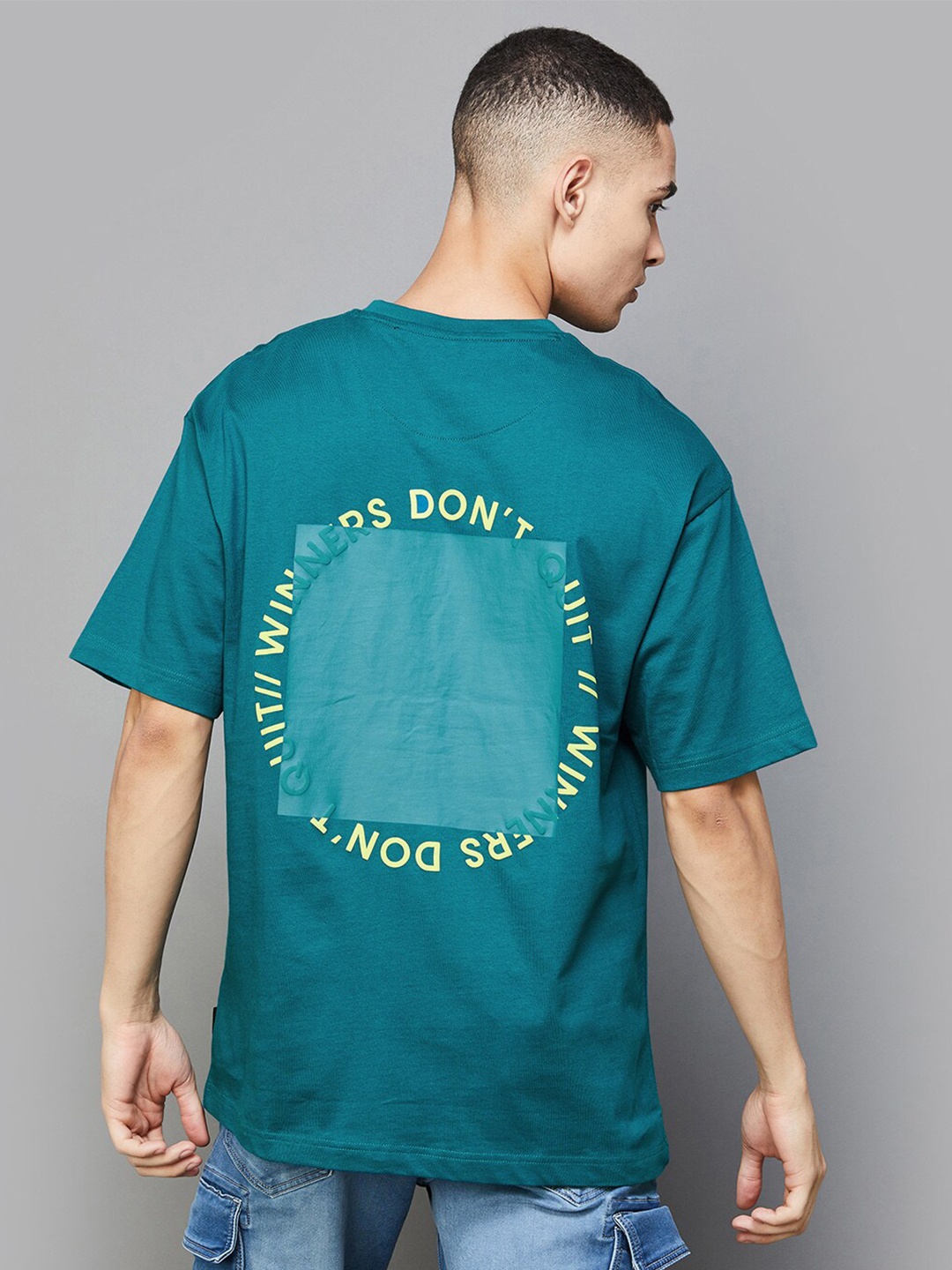 

Bossini Graphic Printed Oversized Cotton T-shirt, Teal
