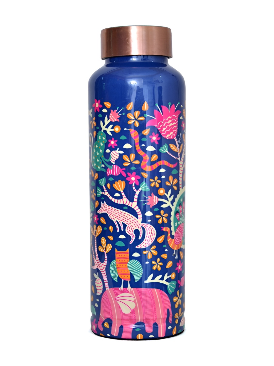 

IMAGO Blue & Pink Floral Printed Copper Water Bottle 1L