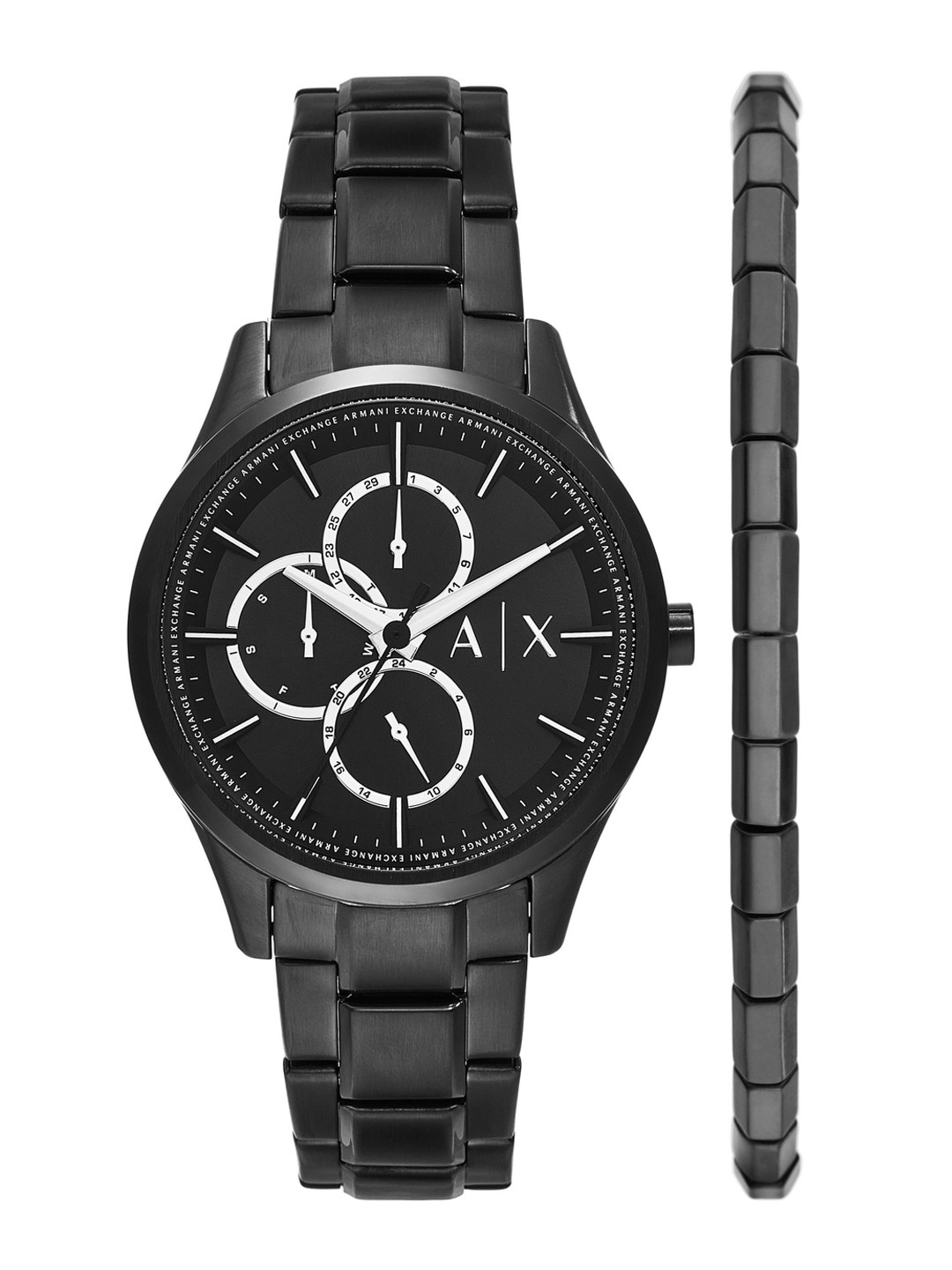 

Armani Exchange Men Stainless Steel Bracelet Style Straps Analogue Watch AX7154SET, Black
