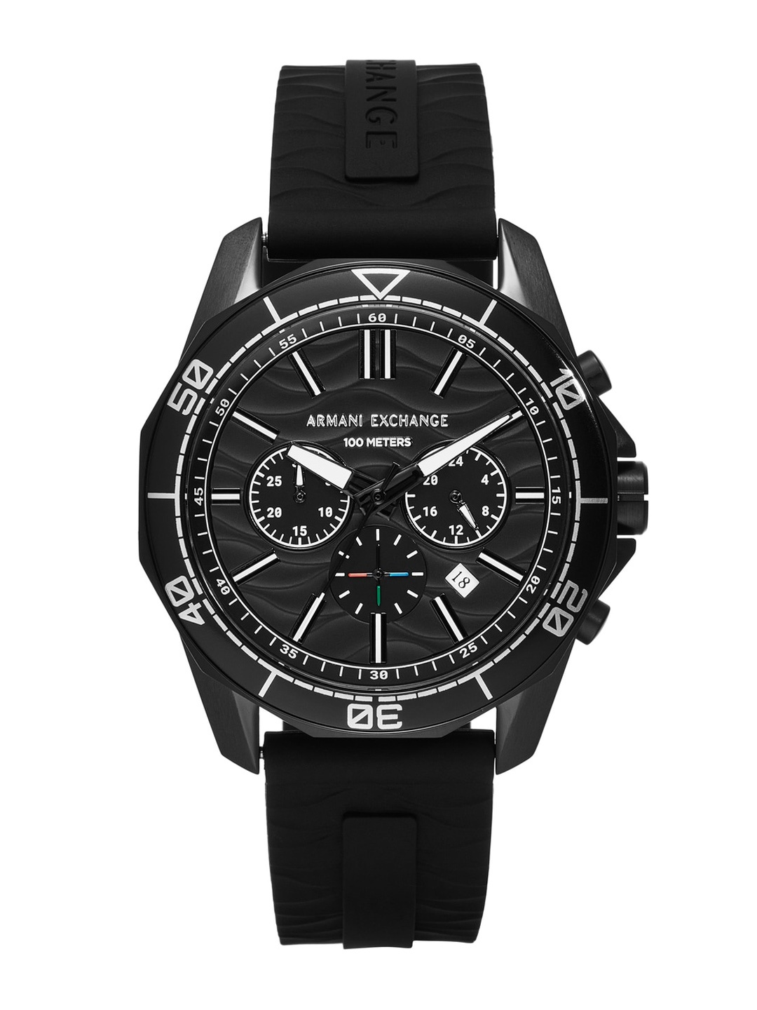 

Armani Exchange Men Textured Dial & Silicon Straps Analogue Watch AX1961, Black
