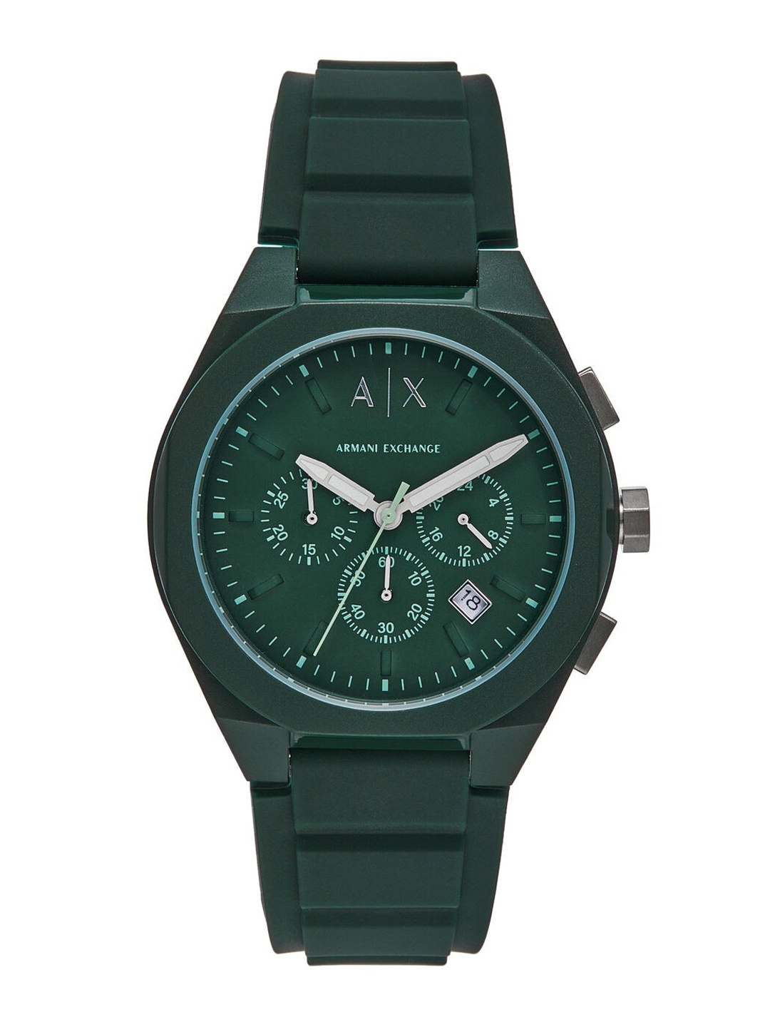 

Armani Exchange Men Textured Dial & Silicon Straps Analogue Watch AX4163, Green