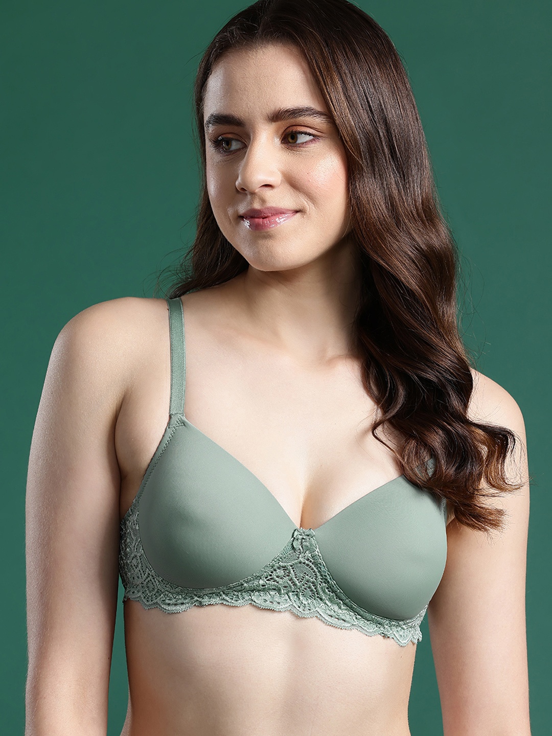 

DressBerry Full Coverage Lightly Padded Bra DB-BRA-4053-1, Green