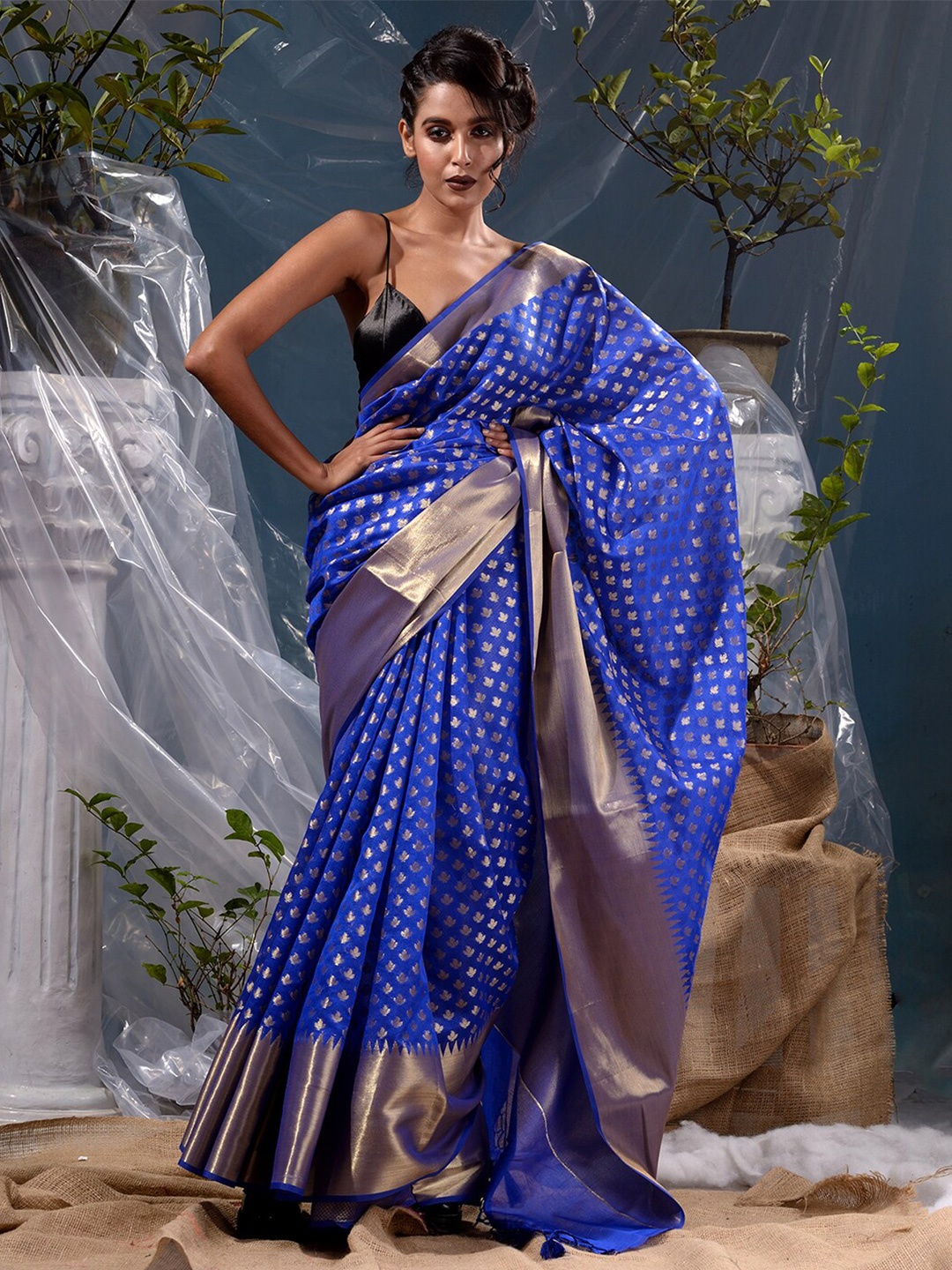 

BANARASI PATOLA Woven Design Zari Banarasi Saree, Blue