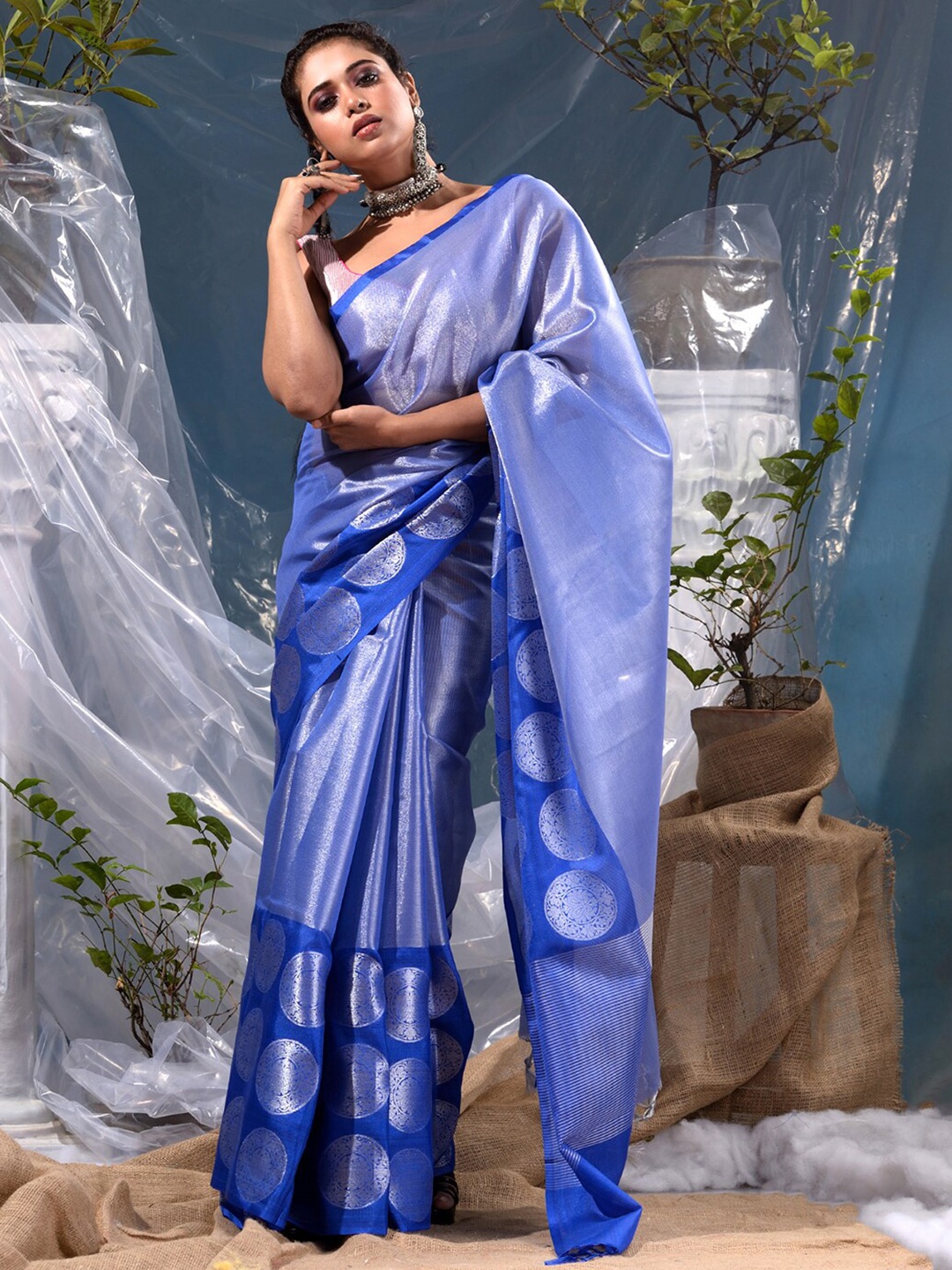 

BANARASI PATOLA Woven Design Zari Banarasi Saree, Blue