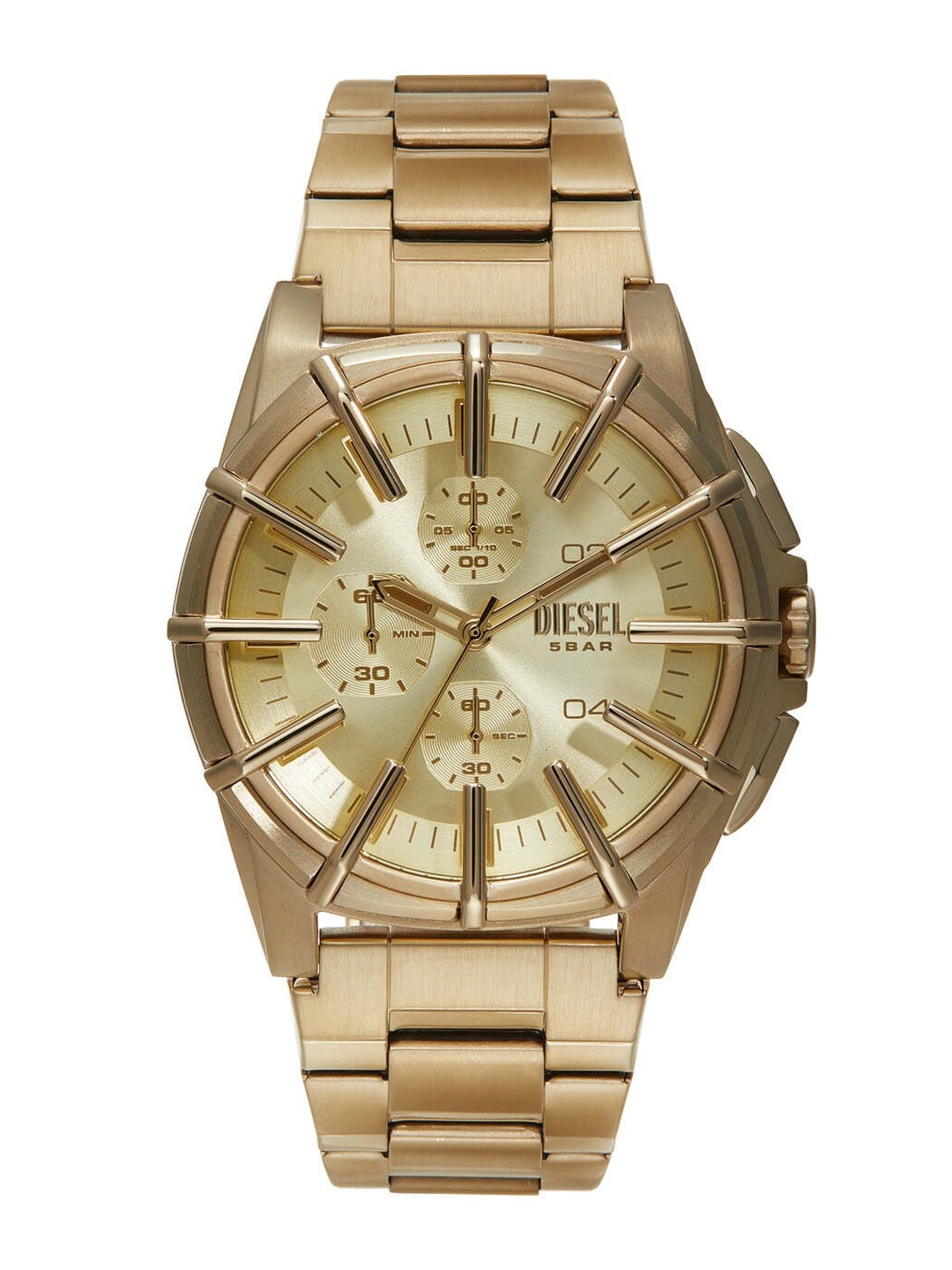 

DIESEL Framed Men Dial & Stainless Steel Bracelet Style Straps Analogue Watch DZ4659, Gold