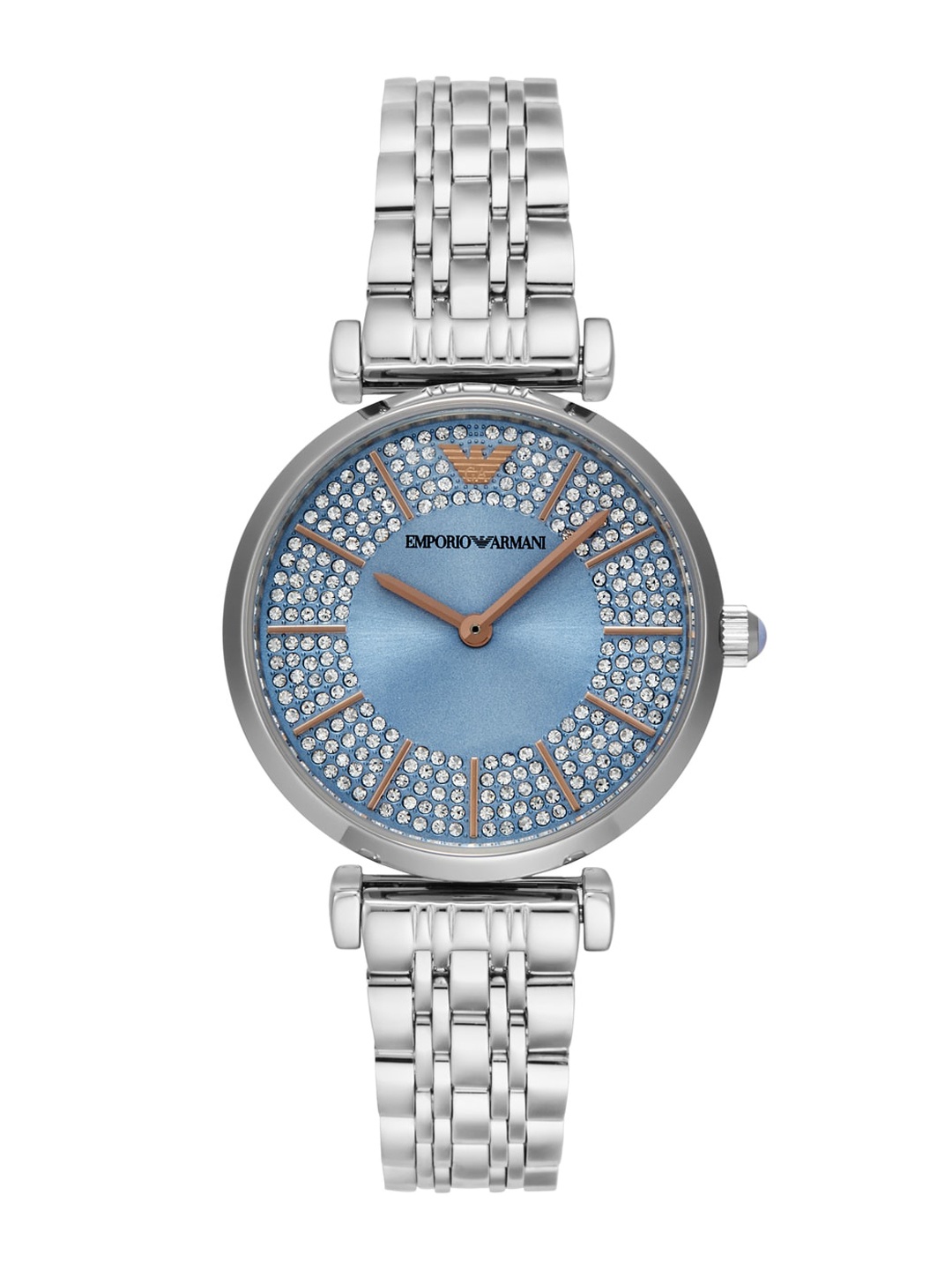 

Emporio Armani Women Embellished Dial & Stainless Steel Straps Analogue Watch AR11594, Silver