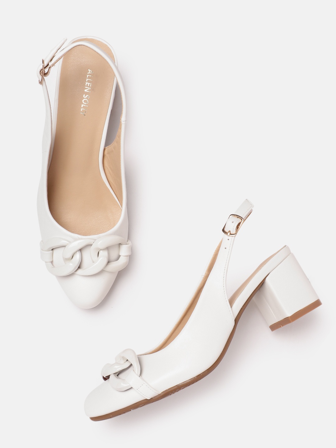 

Allen Solly Women Solid Block Heeled Mules, White