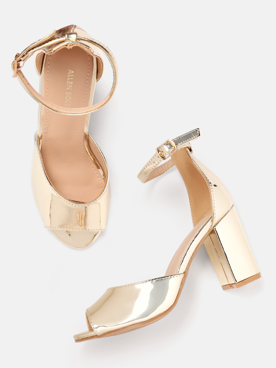 

Allen Solly Glossy Block Heels, Gold