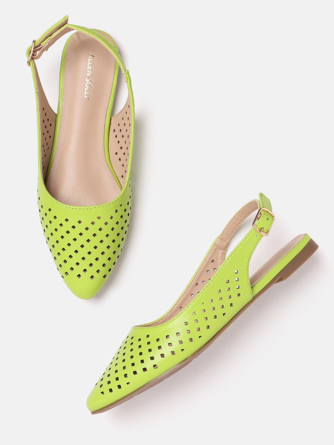 

Allen Solly Women Mules with Laser Cuts, Lime green