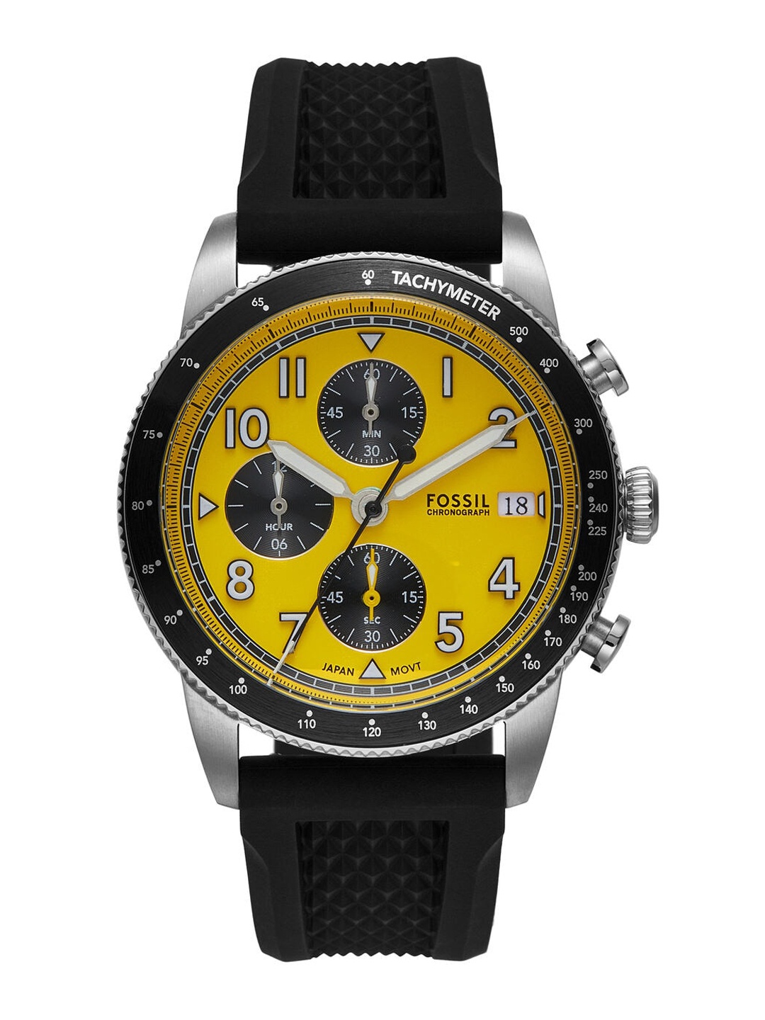 

Fossil Men Round Dial Textured Straps Analogue Watch FS6044, Yellow