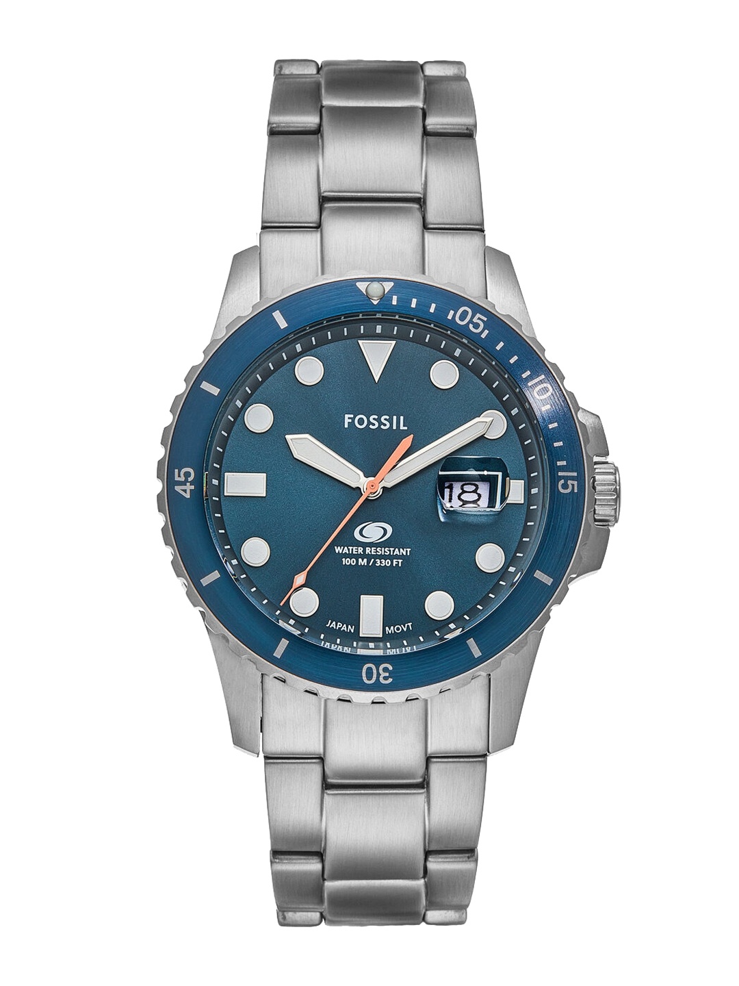 

Fossil Blue Dive Men Embellished Stainless Steel Analogue Watch FS6050, Silver