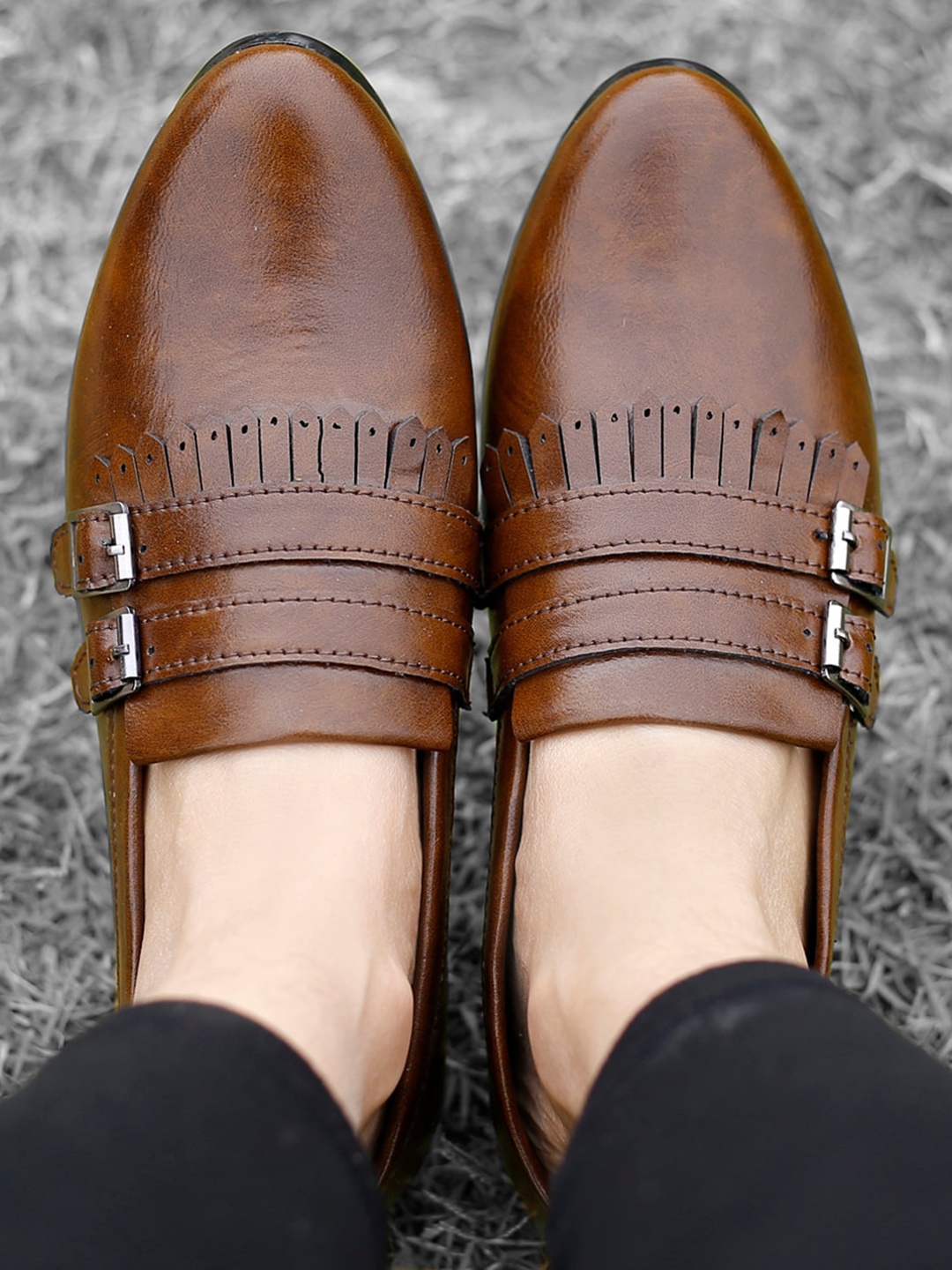 

Anouk Men Buckle Detailed Formal Slip On Shoes, Brown