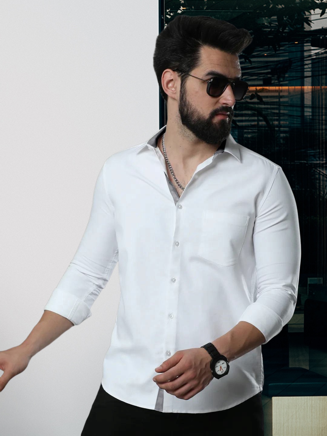 

Tee Projekt Standard Fit Cotton Casual Shirt, White