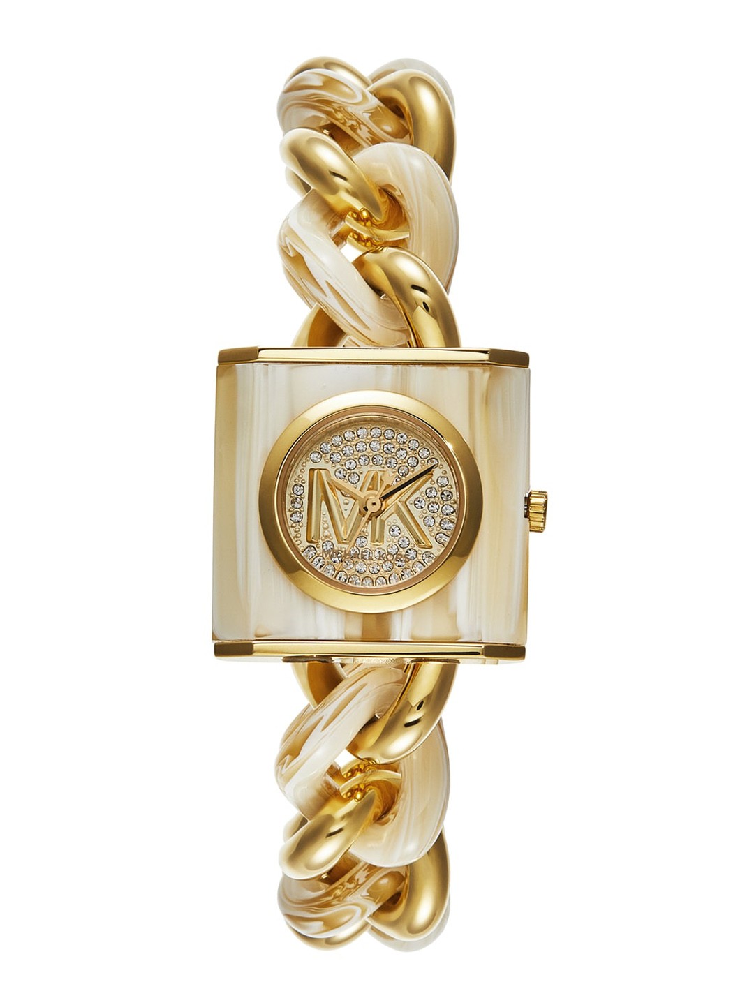 

Michael Kors Women Embellished Dial & Bracelet Style Straps Analogue Watch MK4809, Gold
