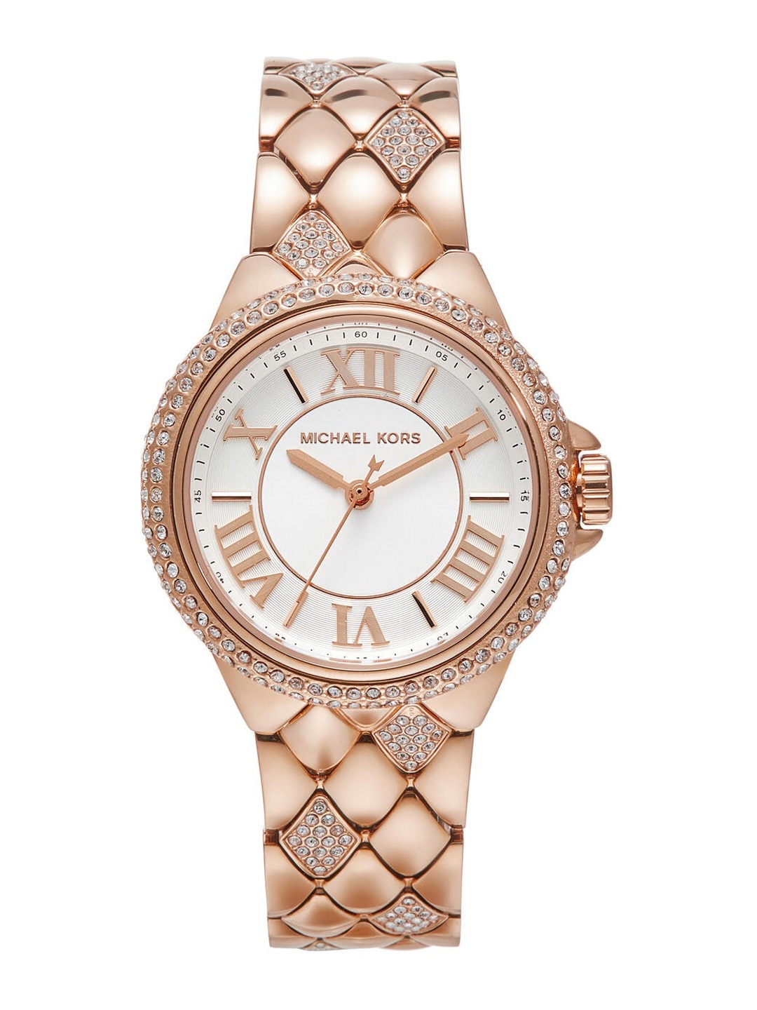 

Michael Kors Women Embellished Dial Bracelet Style Straps Analogue Watch MK4810, Rose gold